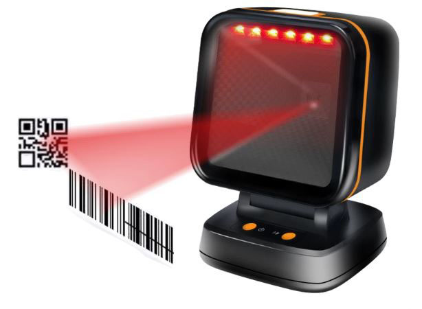 Desktop omnidirectional barcode scanner with hands-free scanning