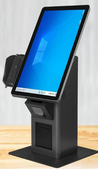 Self-service ordering kiosk with built-in printer
